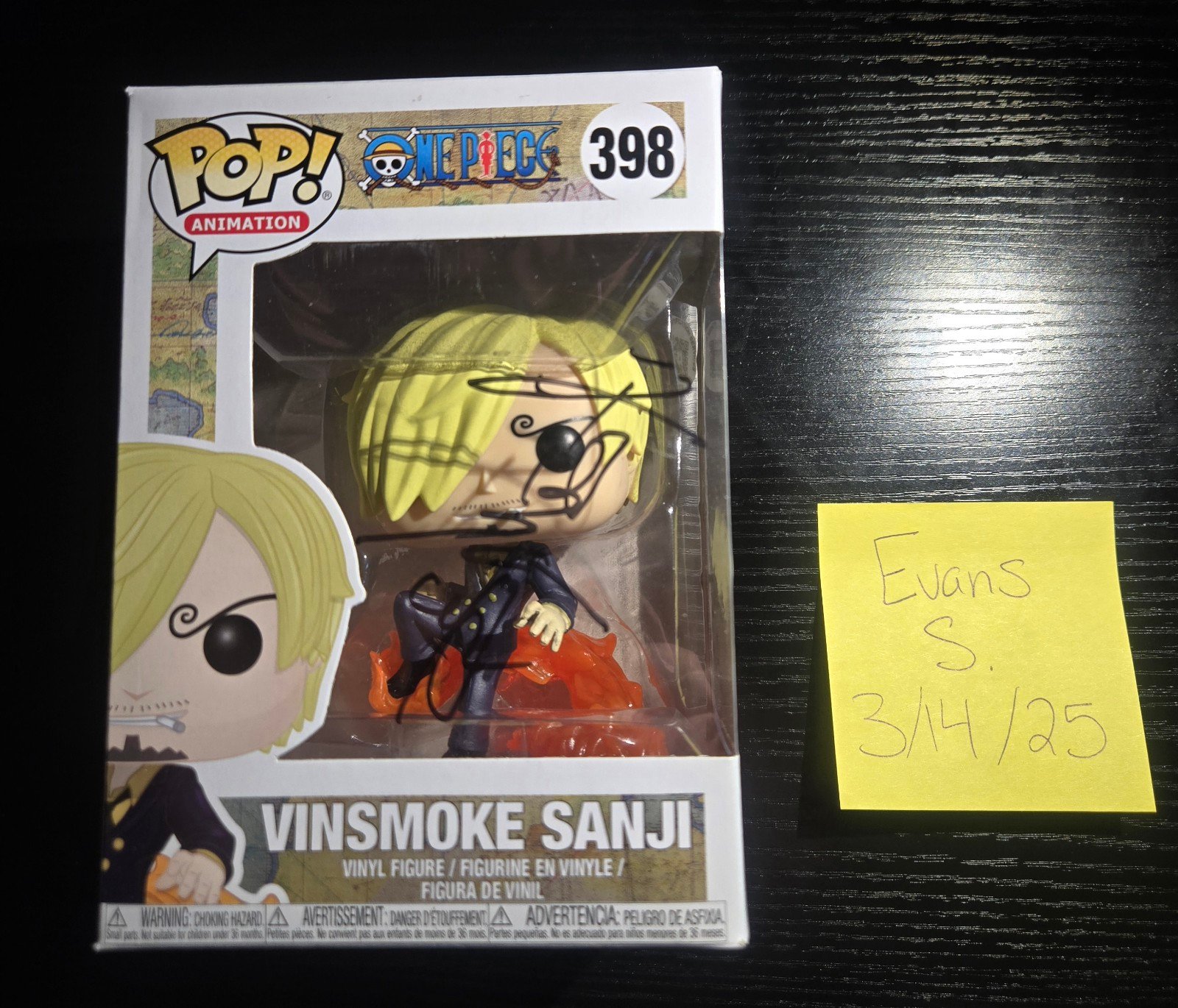 One Piece Vinsmoke Sanji Signed by JPVA Hiroaki Hirata 2018 Box Funko Pop