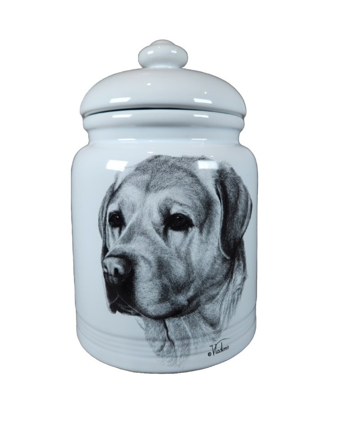 Rosalinde Dog Treat Jar Canister Porcelain Best Of Show Labrador White Medium