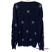 Vintage Gant Hand Intarsia Cable Knit Sweater Argyle Print V Neck Blue Large