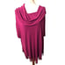 Poncho Peck & Peck Weekend pink fuchsia pullover cowl neck batwing fringed ponch