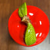Vintage McCoy Red Delicious Apple Cookie Jar With Green Leaves 8425