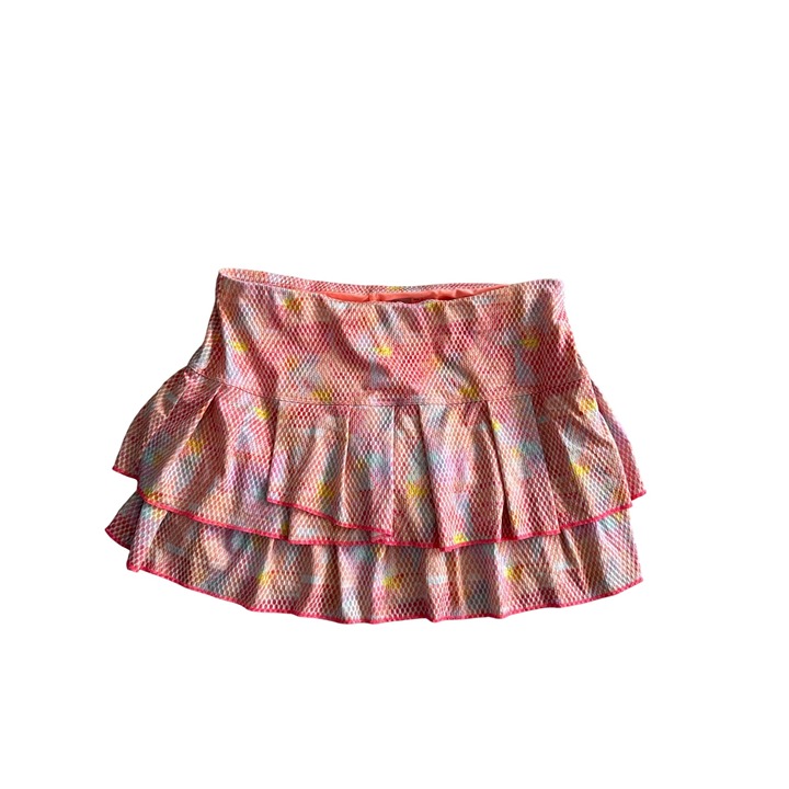 LUCKY IN LOVE Orange Tiered Ruffle Tennis Pickleball Skort Size Large