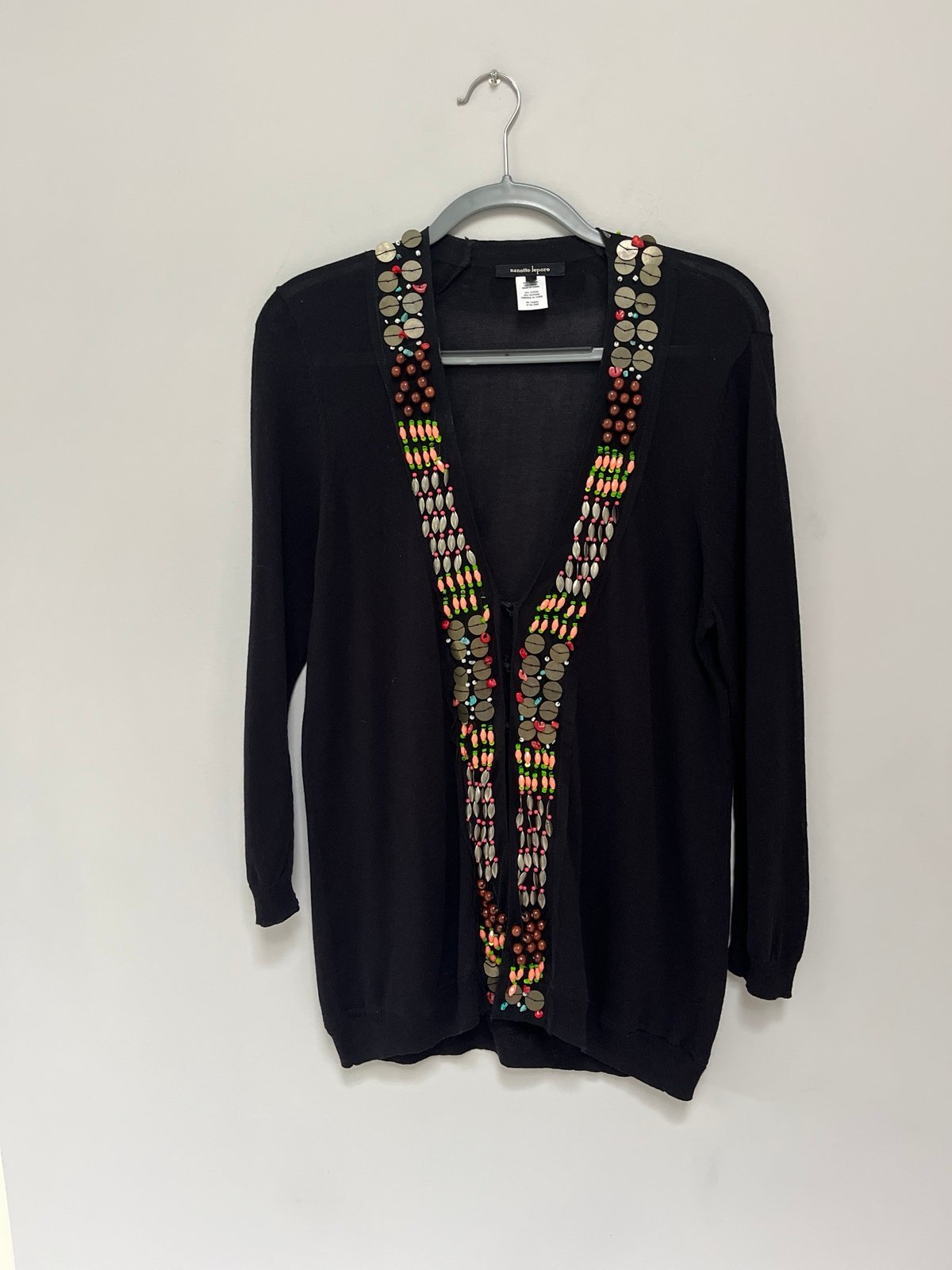 Nanette Lepore Beaded Cardigan Large