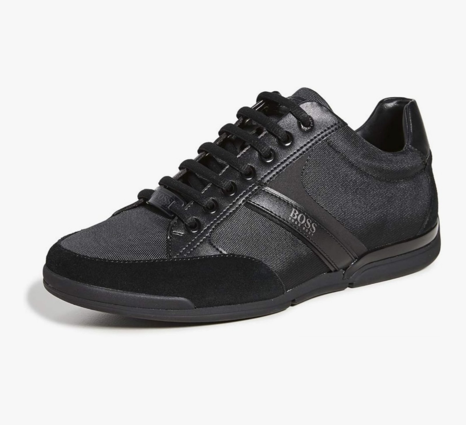 Size 9.5 Men's BOSS Mixed-Material Trainers With Suede and Faux Leather