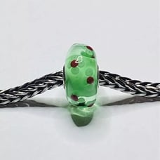 Trollbeads Unique, Green, Red, Floral authentic stamp LAA 925