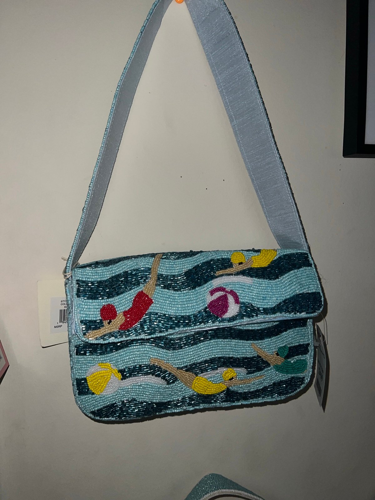 SOL and MER Blue Swimmer Beaded Shoulder Bag