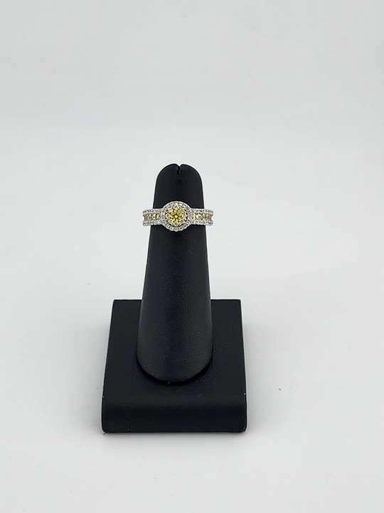 Sterling Silver 925 Ring with Yellow & White CZ Stones ,Bright, Elegant, and New