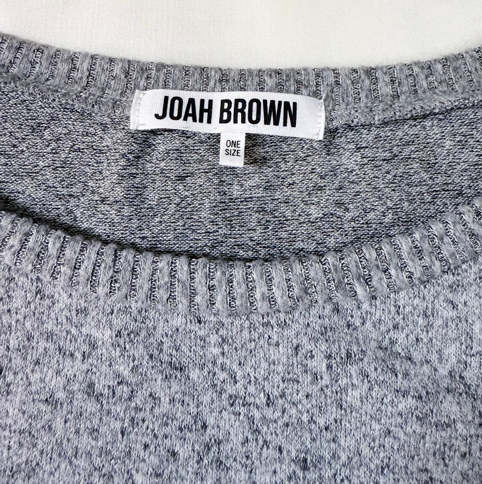 118 JOAH BROWN MADE IN USA Sweater Women OS Crop Top Raw Hem Gray Rayon Spandex