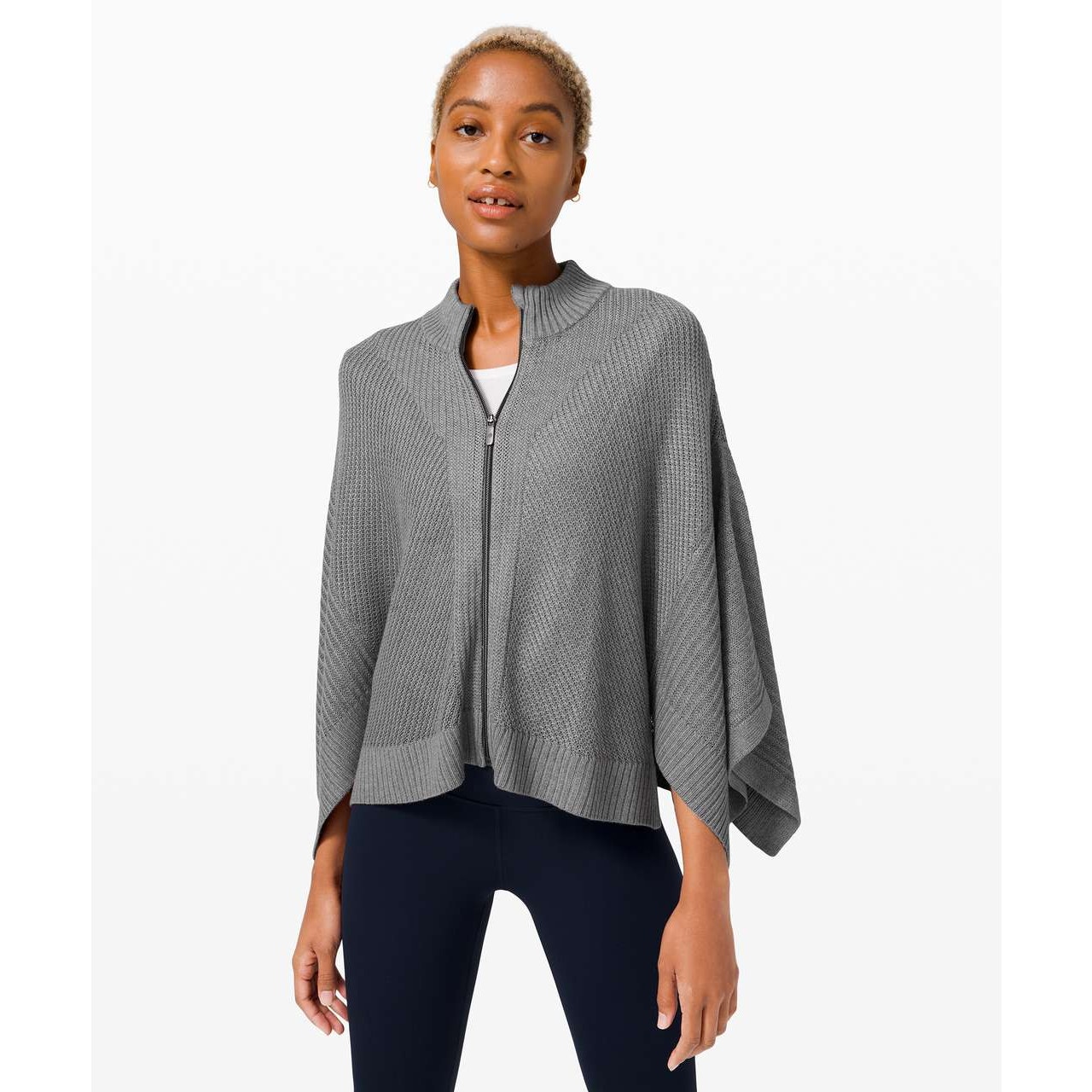Lululemon Softer Still Cashmere Blend Wrap Sweater Heathered Asphalt Grey