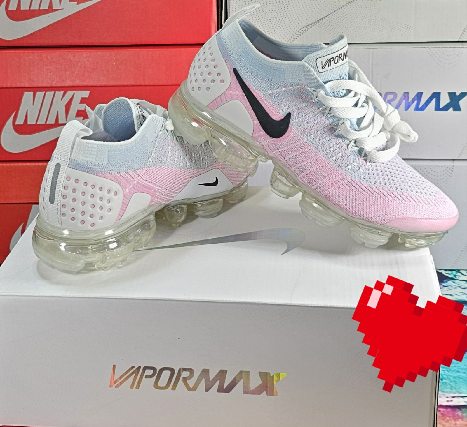 Nike Air max vapormax white pink blue hydrogen sneakers for women size 8