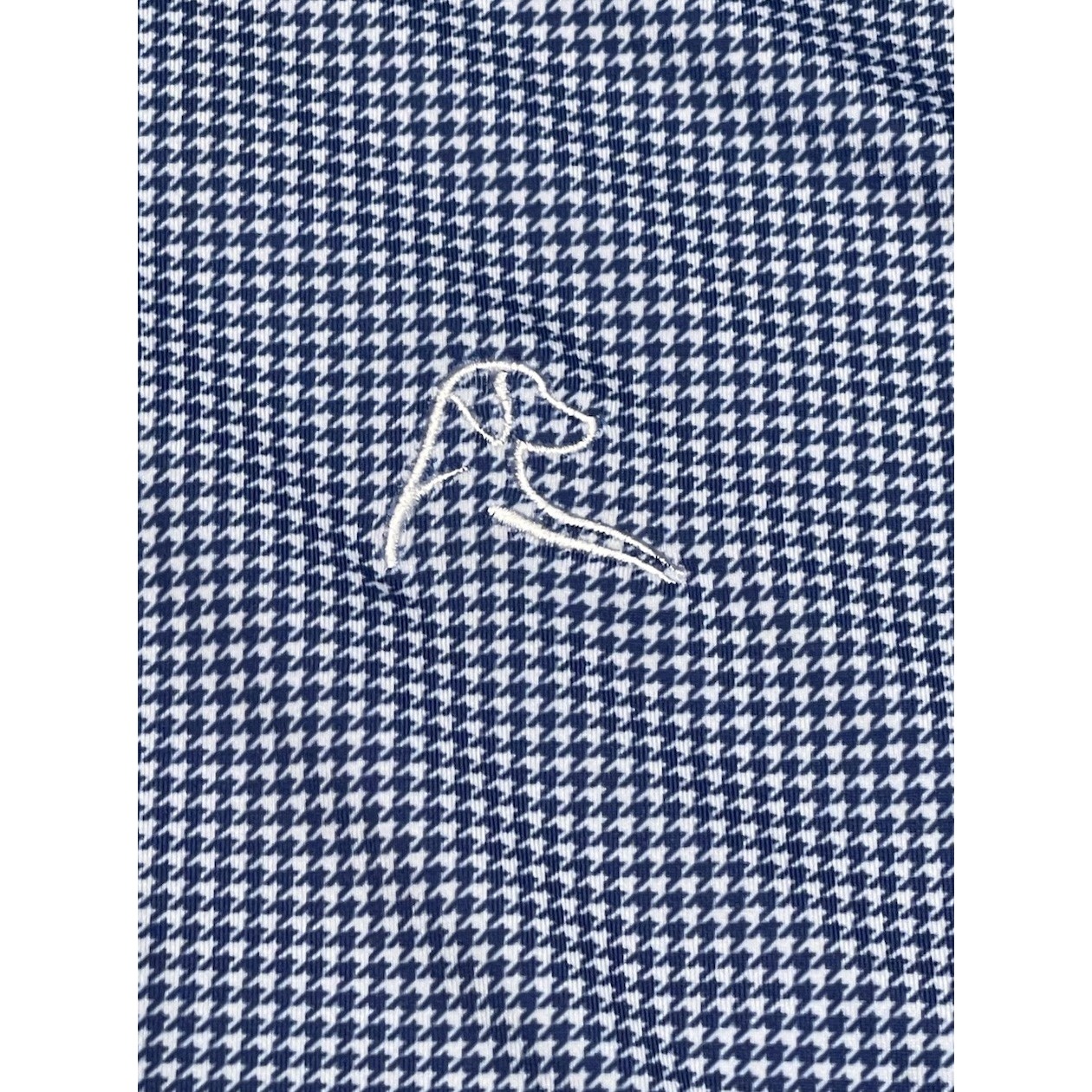 Rhoback Polo Shirt Mens Large Blue Performance Houndstooth Golf Casual Preppy