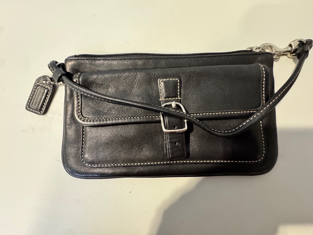 Coach Black Leather Wristlet Small