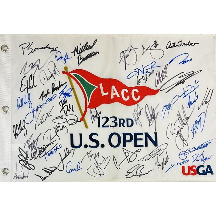 2023 SIGNED U.S. OPEN FIELD FLAG US XANDER SCHAUFFELE SPIETH DECHAMBEAU HOMA DJ
