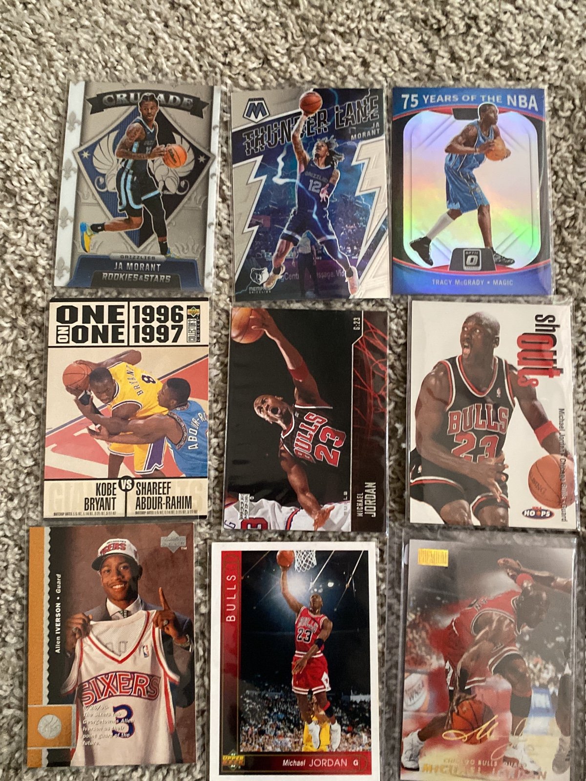9 - card lot nba only Micheal Jordan Kobe and Ja morant