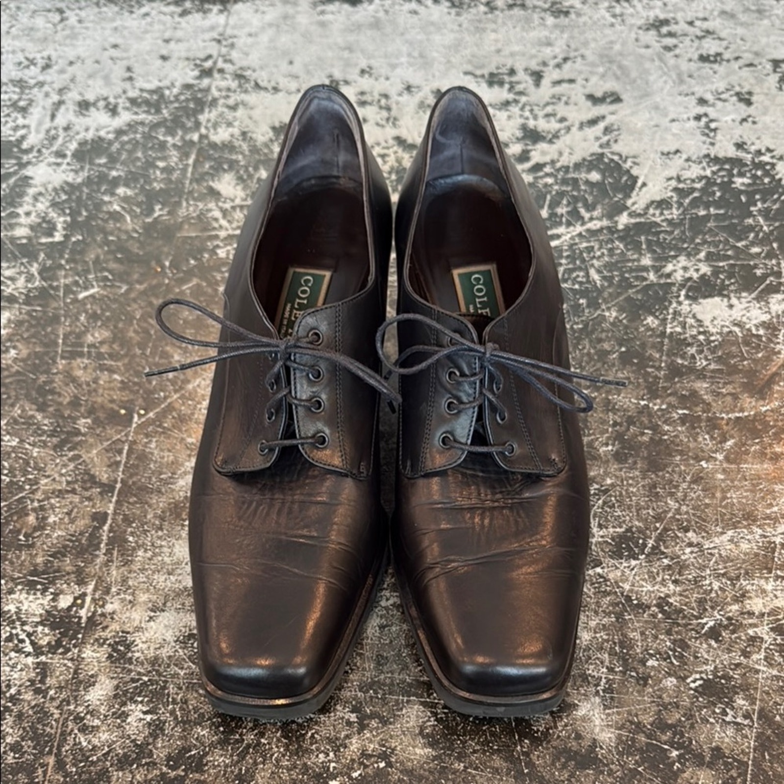 Cole Haan Brown Leather Made In Italy Lace Up Shoes 2.5 Heel Size 8.5