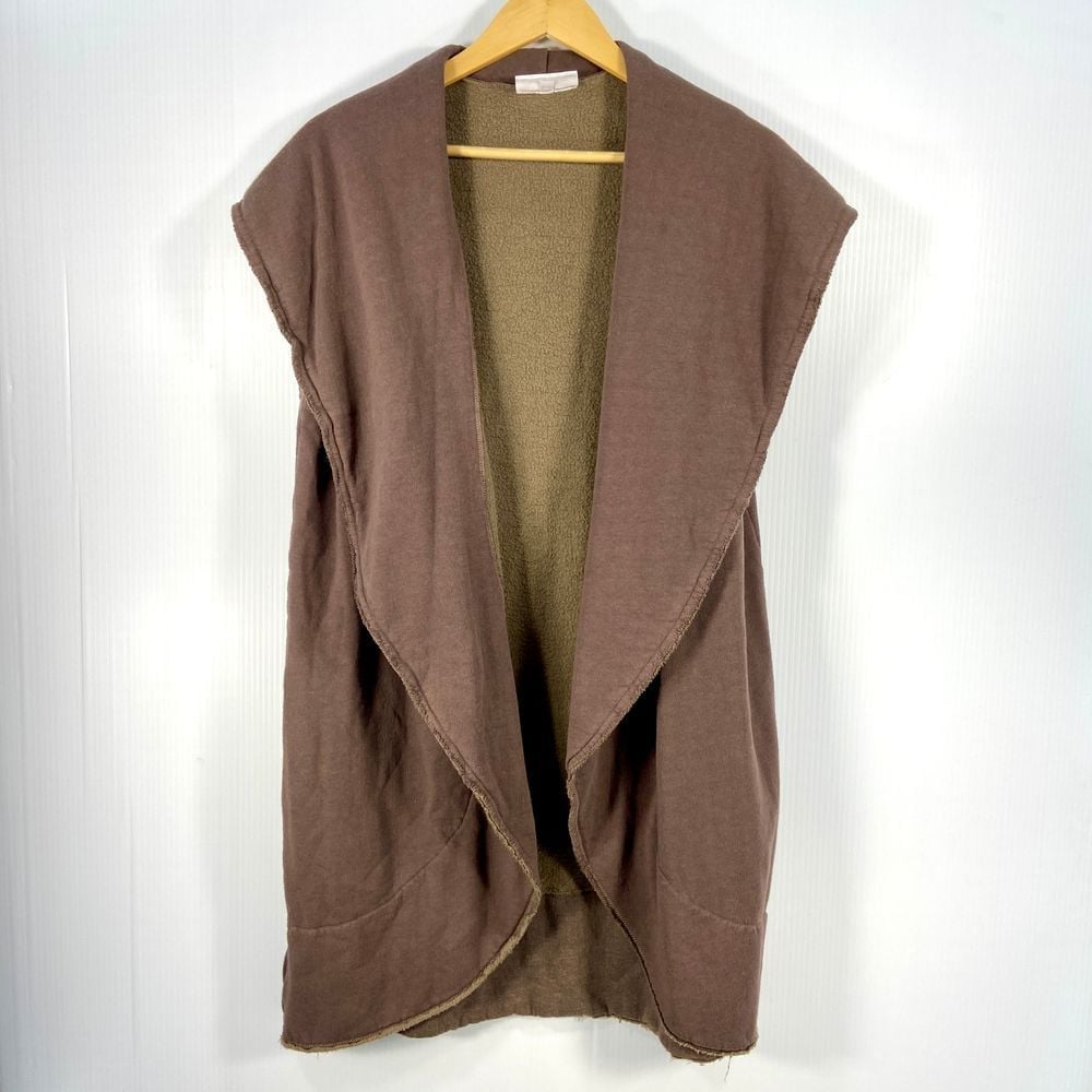 Bryn Walker The Wrap Vest Bamboo Fleece Brown Taupe Womens Large