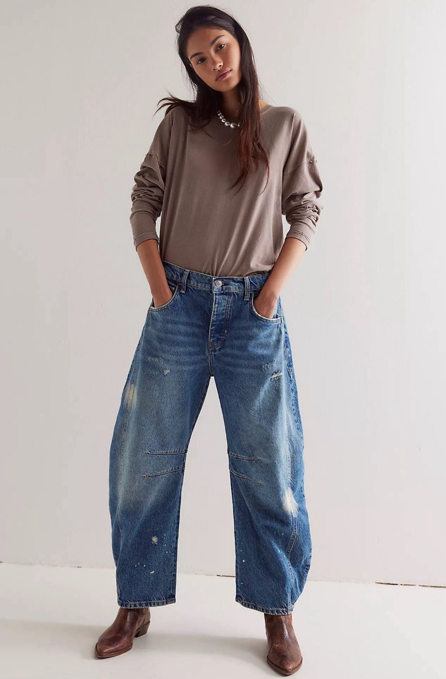 NWT We the free good luck mid rise barrel jeans size 24
