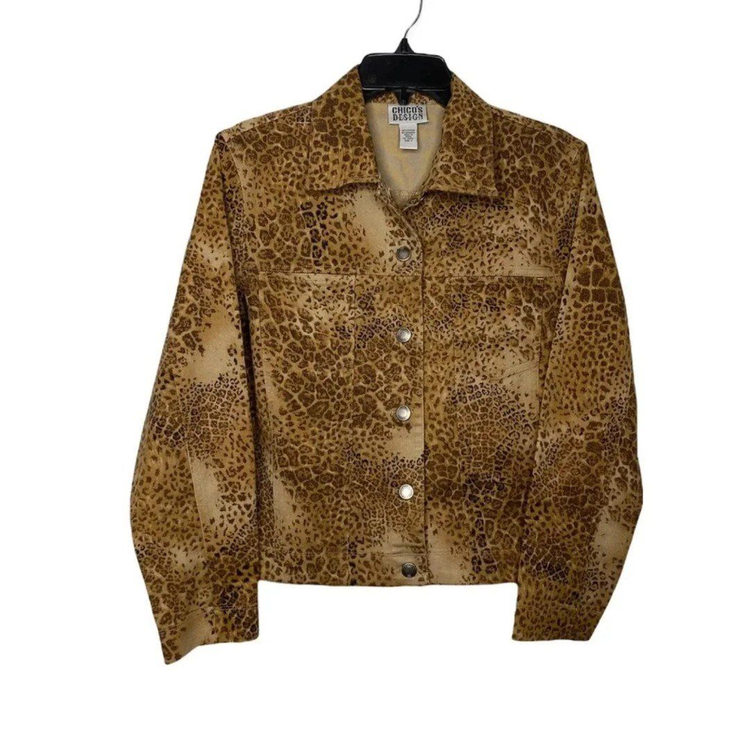 Vintage Y2K 2090s 1990s cheetah leopard animal print denim Jacket retro