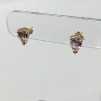14K Yellow Gold with Pink Pear Morganite Earrings