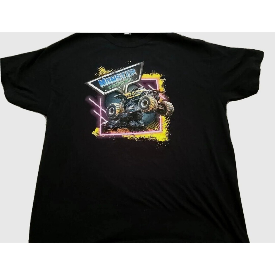GRAVE DIGGER MONSTER TRUCK Adult T Shirt Black Sz XL Double Sided Logo