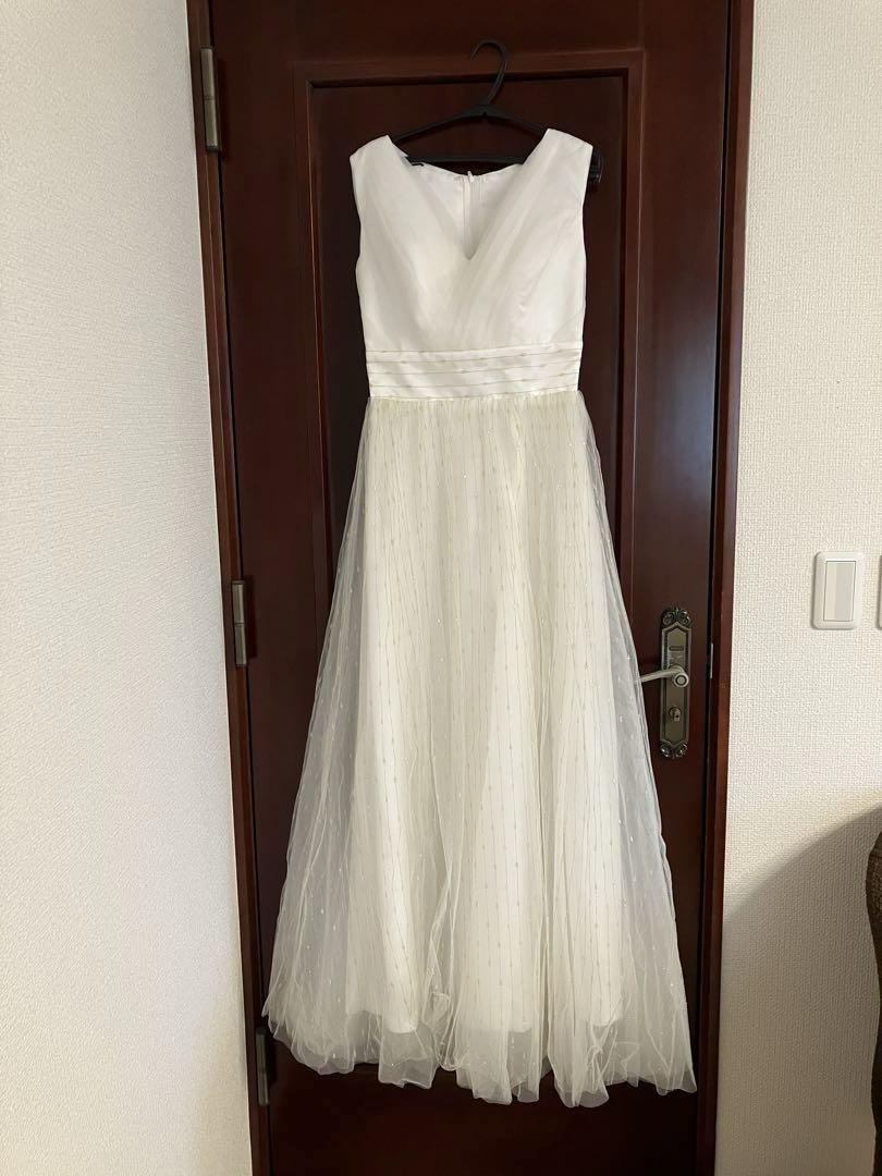 White V-neck Long Dress