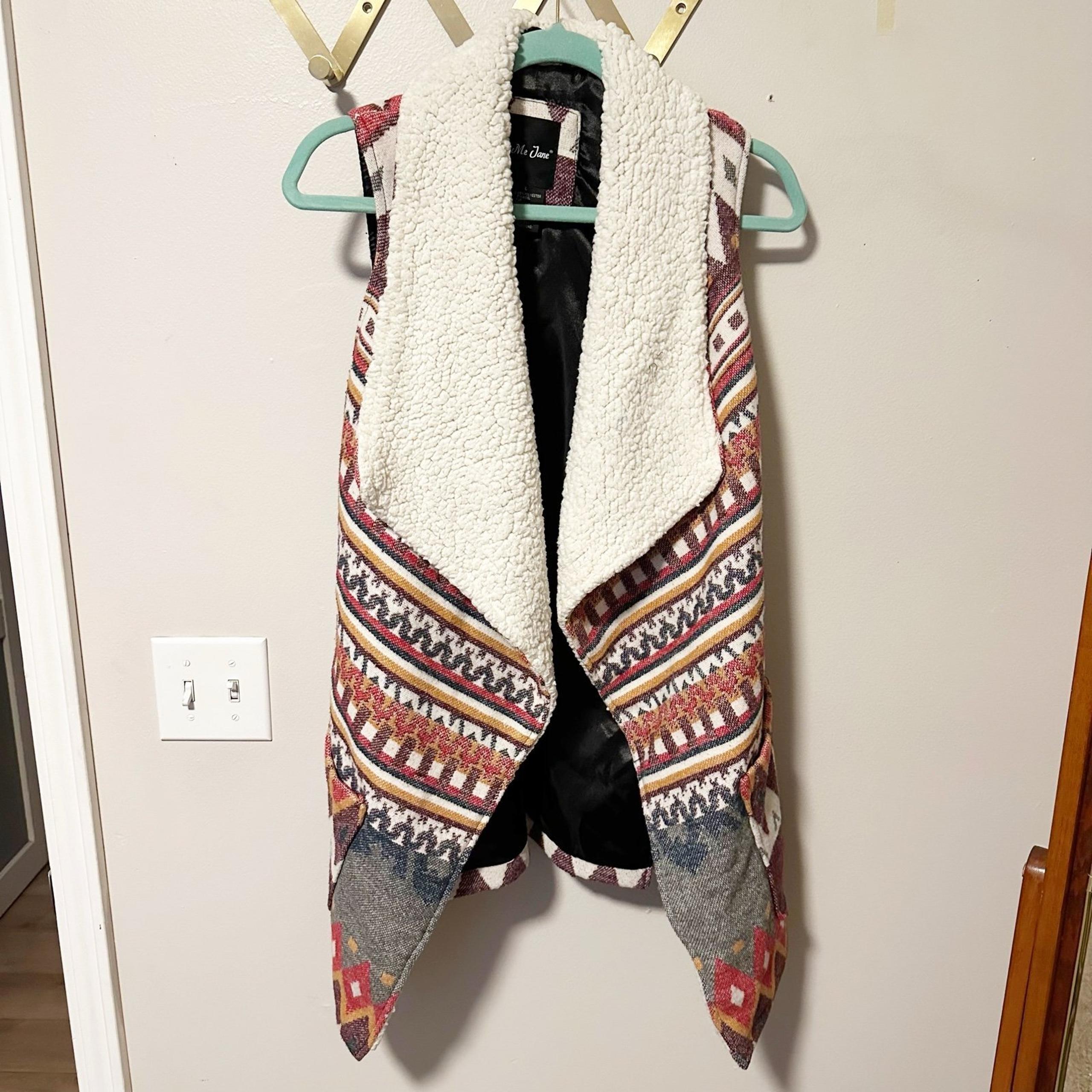 Me Jane wool blend Sherpa southwestern lined vest