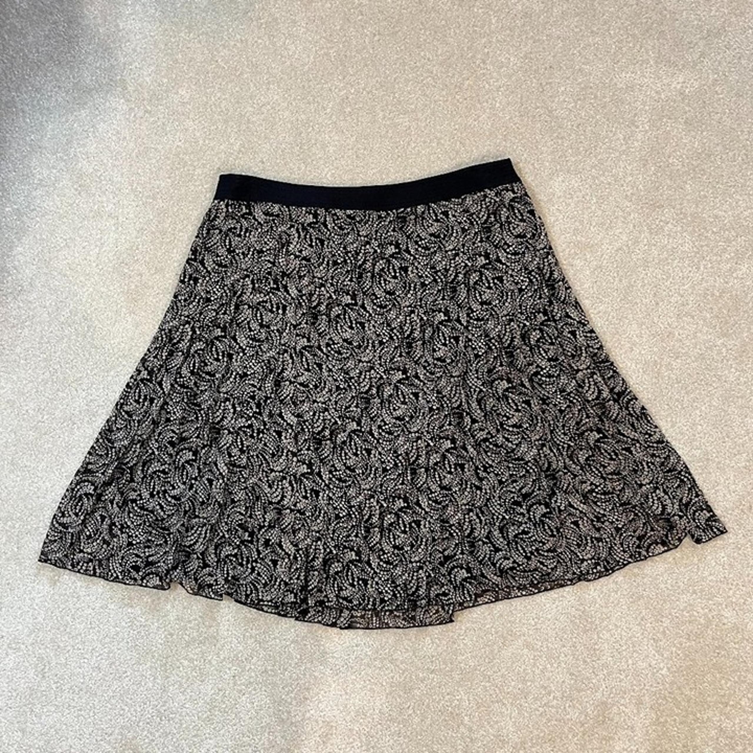 Nine West Black & Tan Flowy Silk Skirt - Plus Size 18W