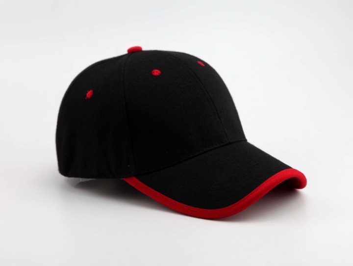 Baseball Cap with Binding Brim Cotton 6 Panel Plain Golf Cap Fashion Sports Hat