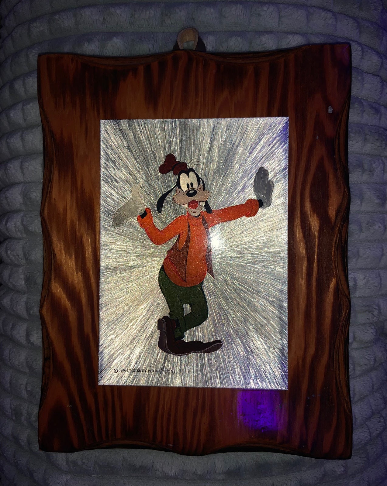 Goofy Walt Disney Productions Vintage Foil Art Wood Plaque