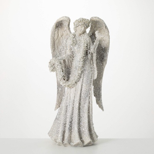 Two Ft. Tall Angel Resin Figurine Holding a Symbolizing Peace Dove