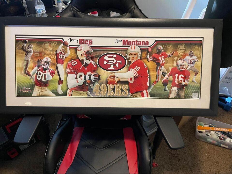Professionally Framed & Matted 49ers Jerry Rice/Joe Montana large panoramic EUC