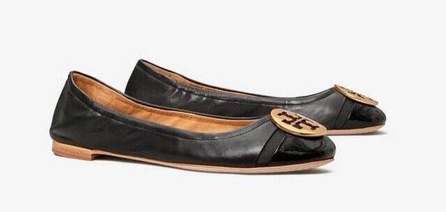 Tory Burch Minnie Patent Cap Toe Ballet Flat - Size 6
