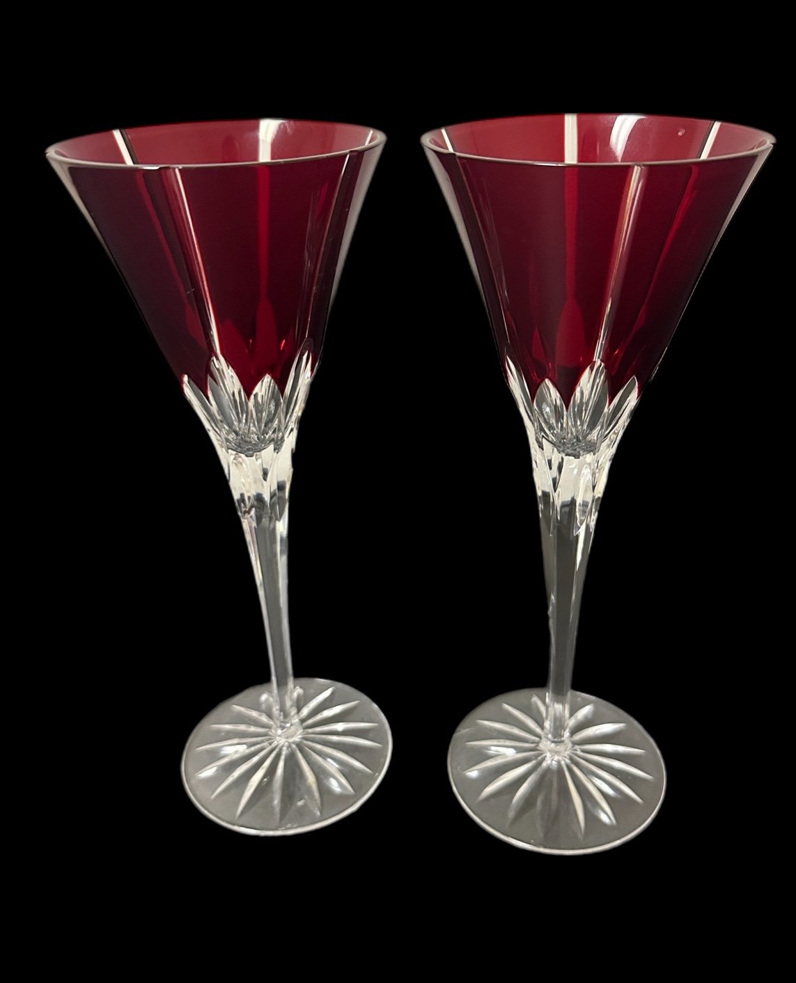 AJRA LEAD CRYSTAL CHAMPAGNE Flutes 10 Hand made in Hungary Lot Of 2