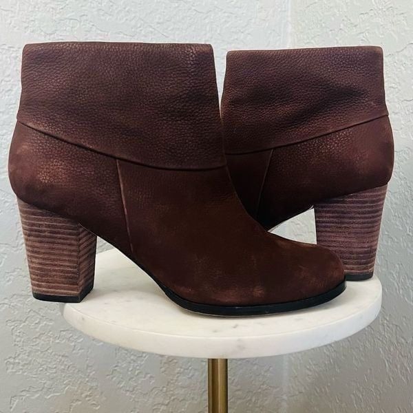 Cole Haan Cassidy Ankle Leather Boot Bootie, Block Heel, Brown, Size 7