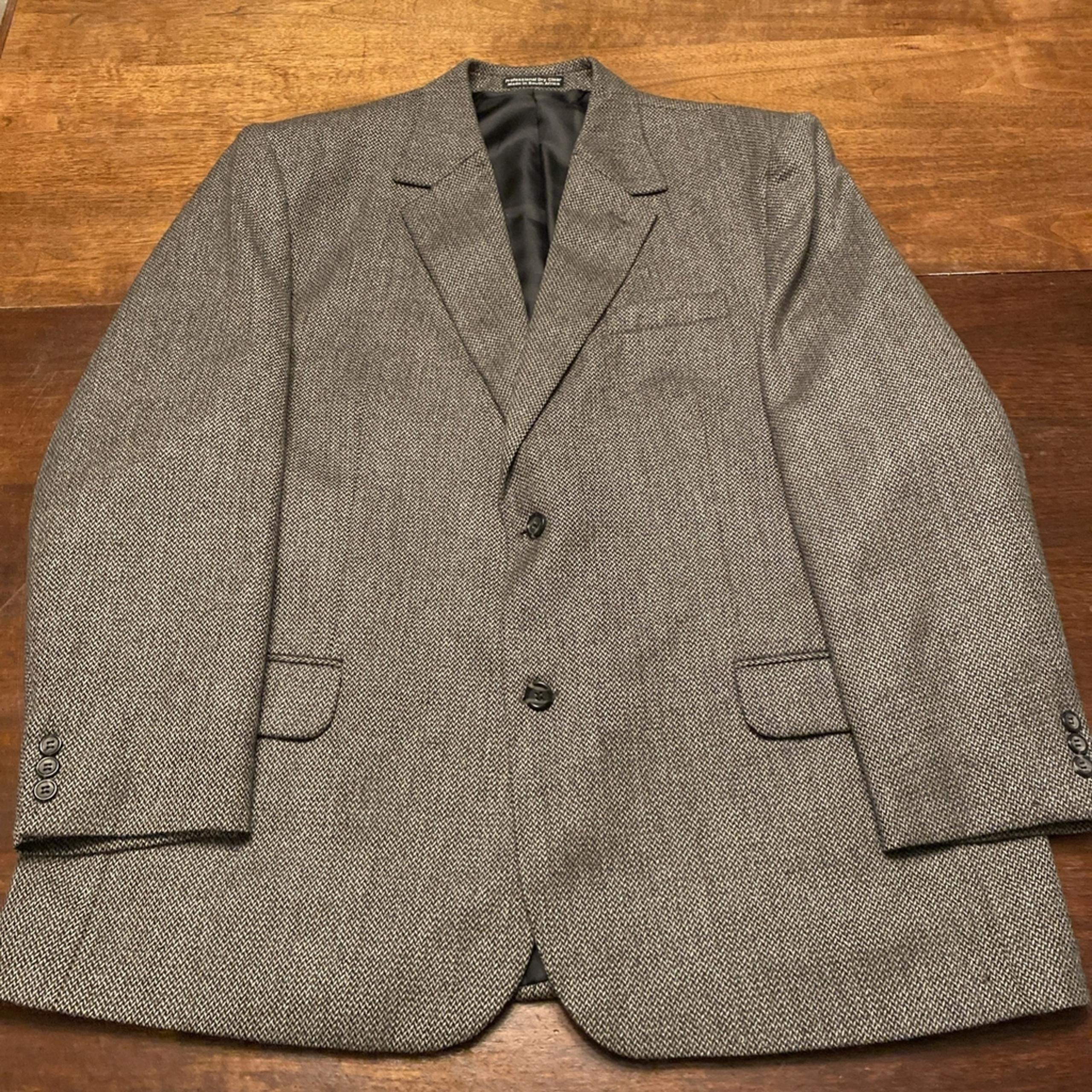 Croft & Barrow Blazer Men's 46R Gray Herringbone Lambswool Sports Coat