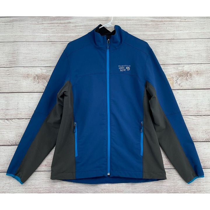Mountain Hardwear Softshell Stretch Jacket Men's Size M Blue/Gray Colorblock