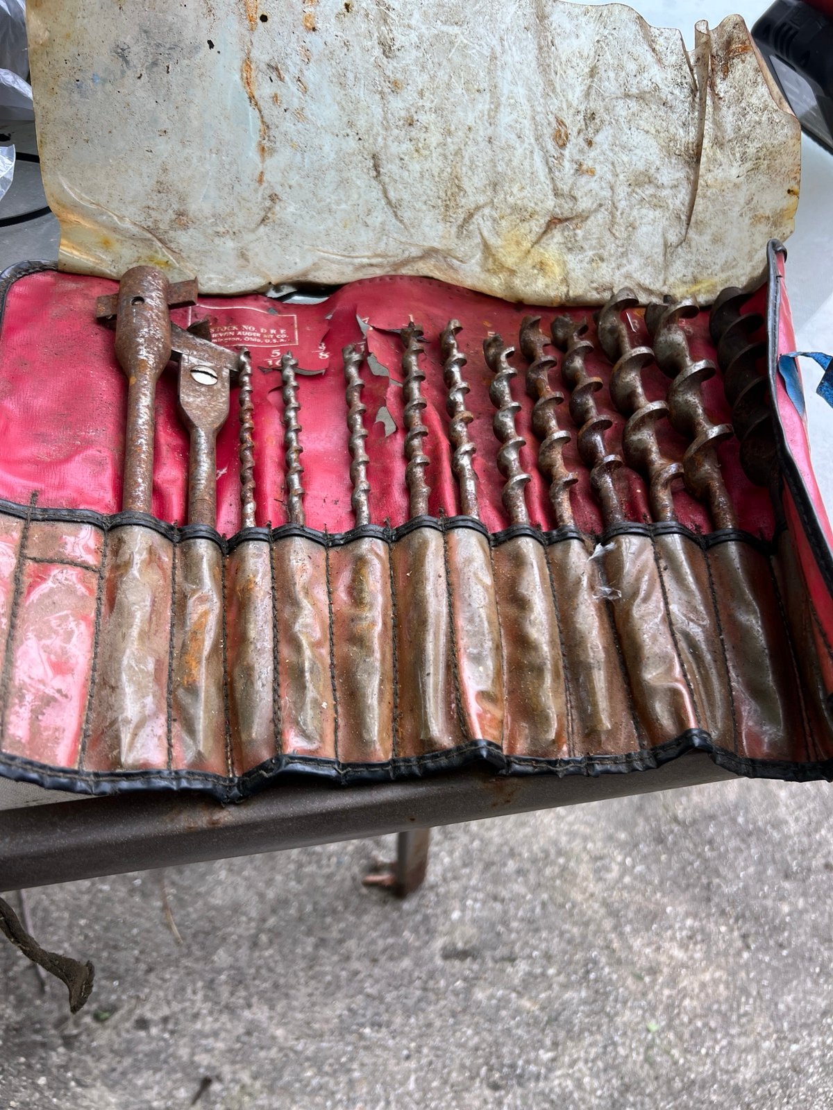 Vintage Brace Auger Drill Lot of 13 Bits Size IRWIN USA
