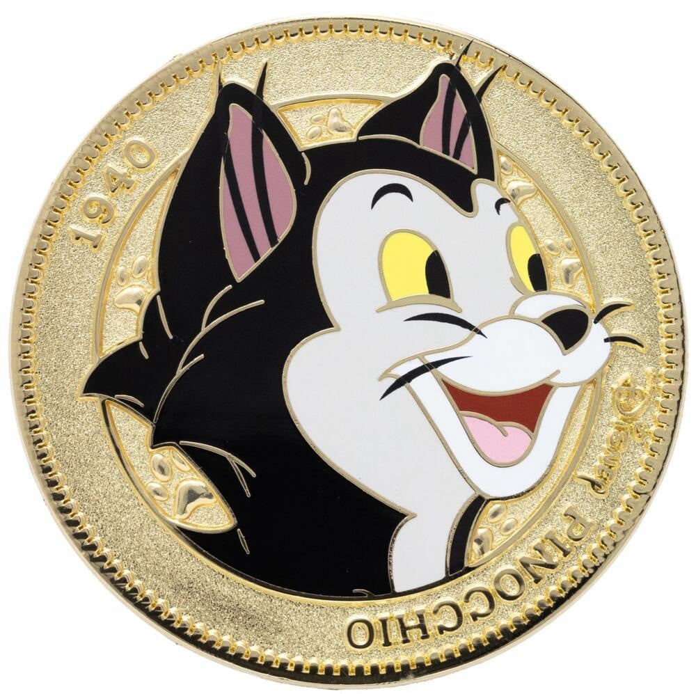 PALM Pink A La Mode Disney Golden Coin Pinocchio Figaro 3” Pin