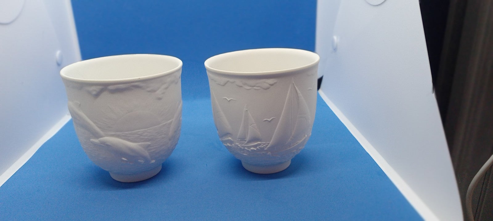 Two Lladro Cups/planter Dolphins and Sailing