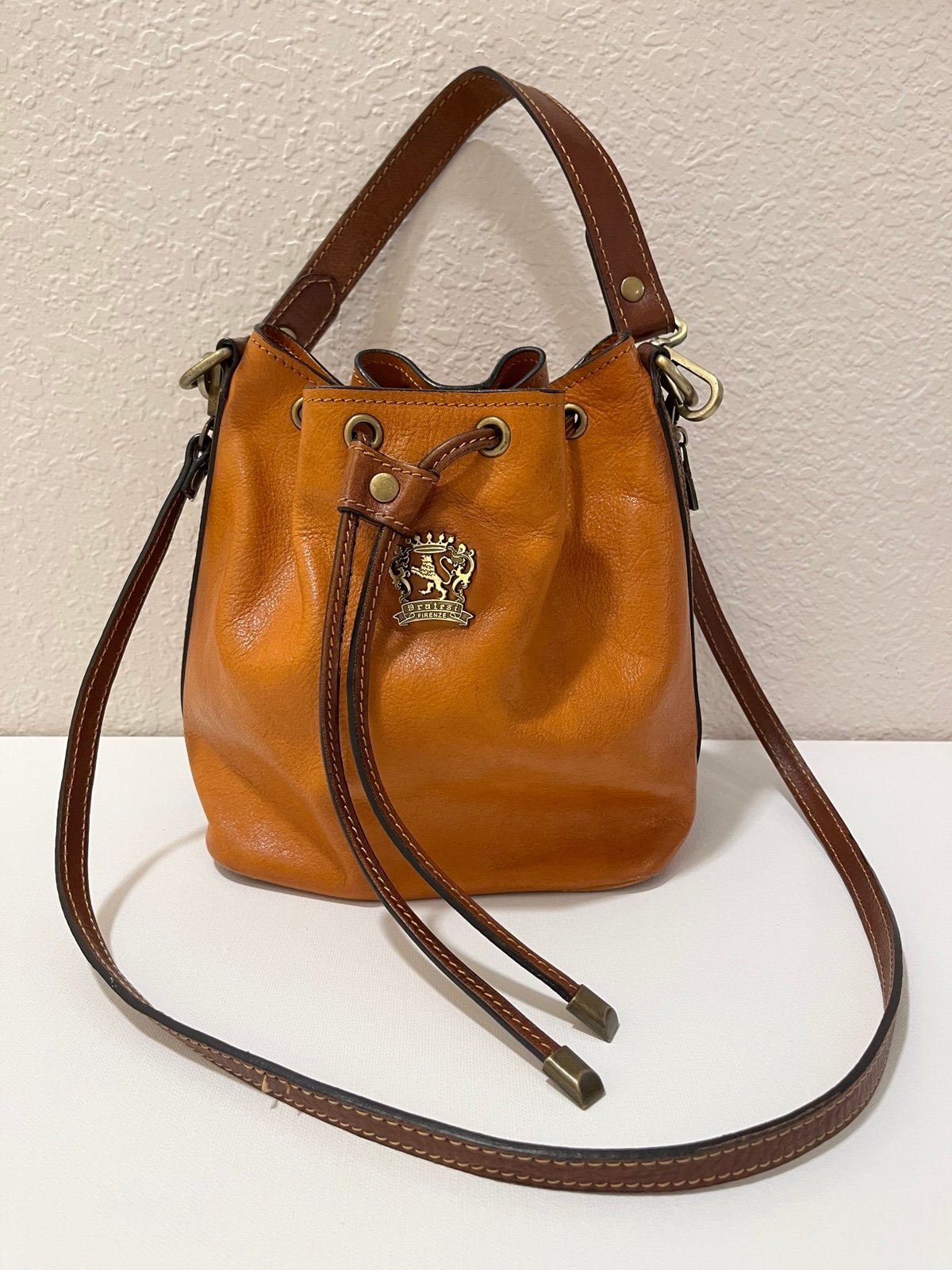 Pratesi Firenze Leather Drawstring Handbag
