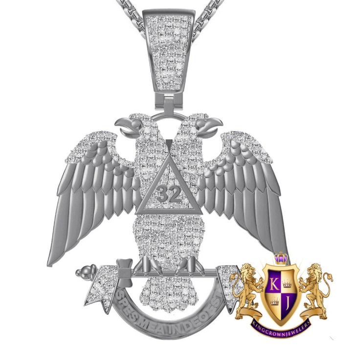 Real Diamond 0.60 Cwt. Scottish Rite 32nd Degree Master Freemasons Charm Pendent