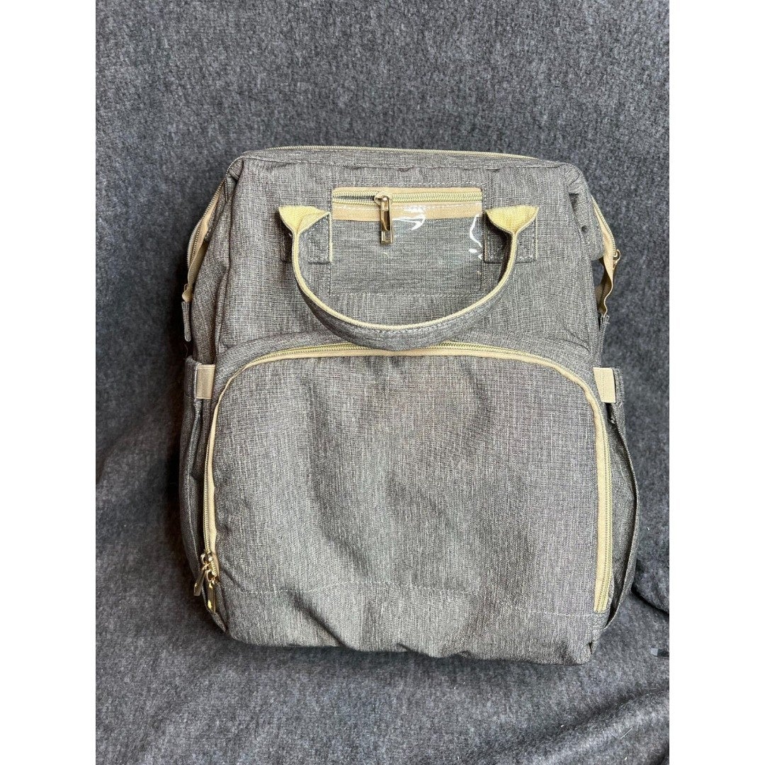 3-in-1 Diaper Bag Backpack Organizer with Travel Bed / Changing Station in Gray