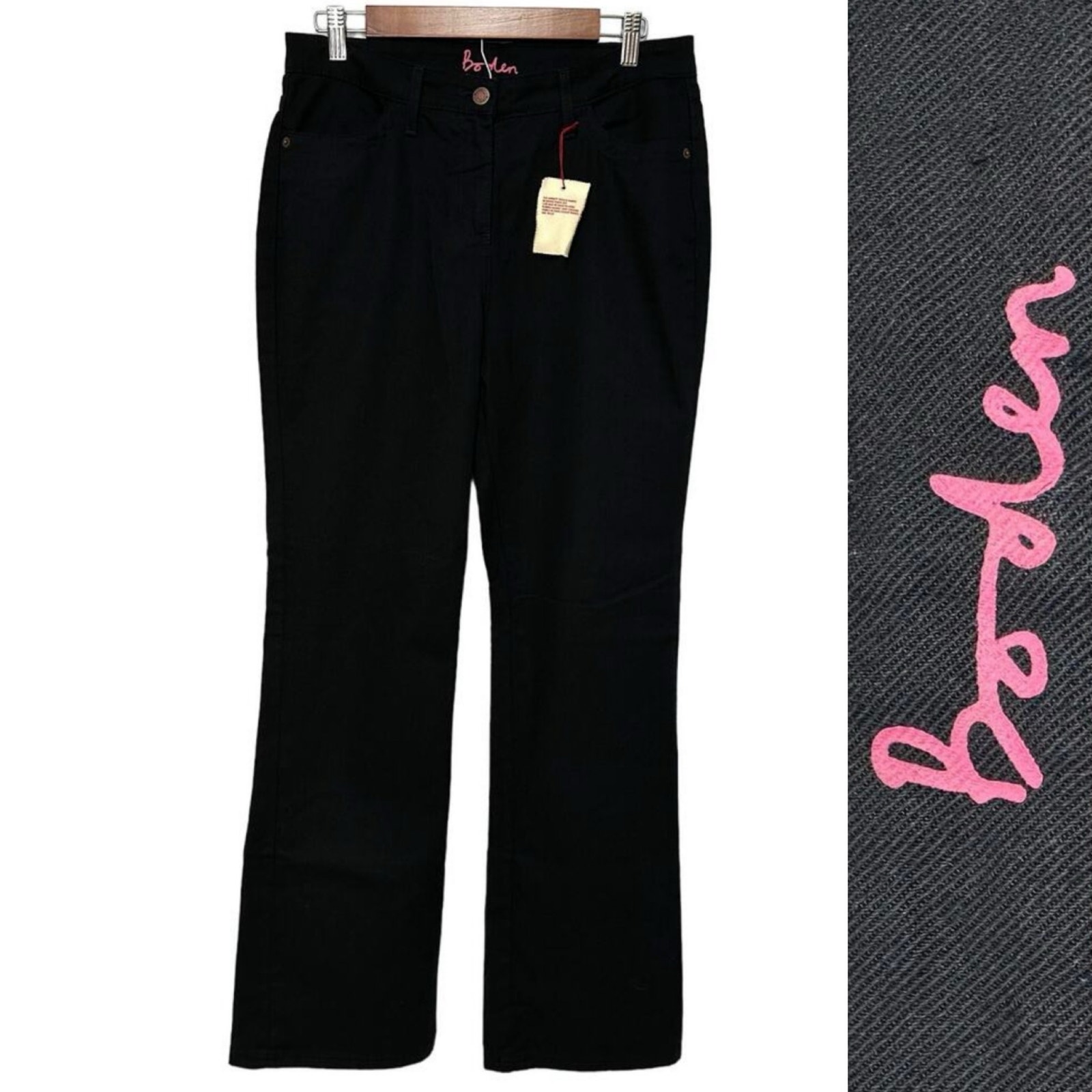Boden High Rise Bootcut Jeans Long Flare Leg Black Denim Sz: US 10L