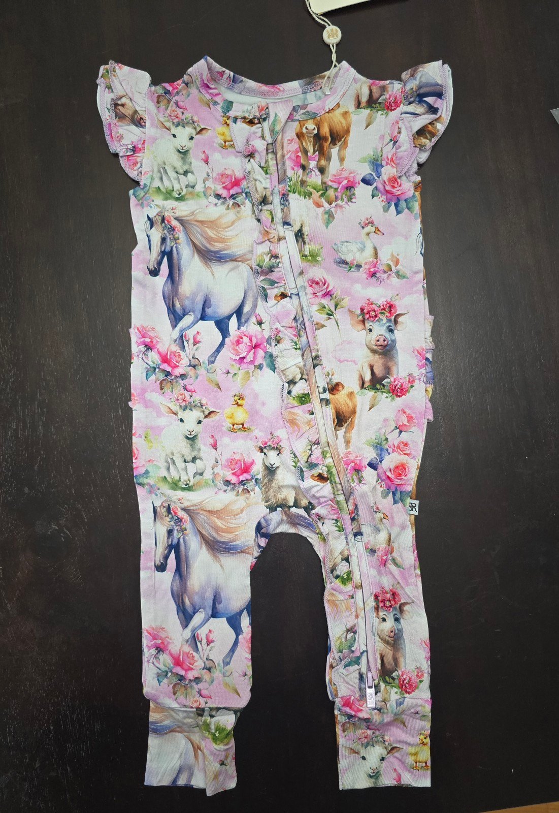 Bums and Roses Hay Girl Flutter Sleeve Romper 6-9 months