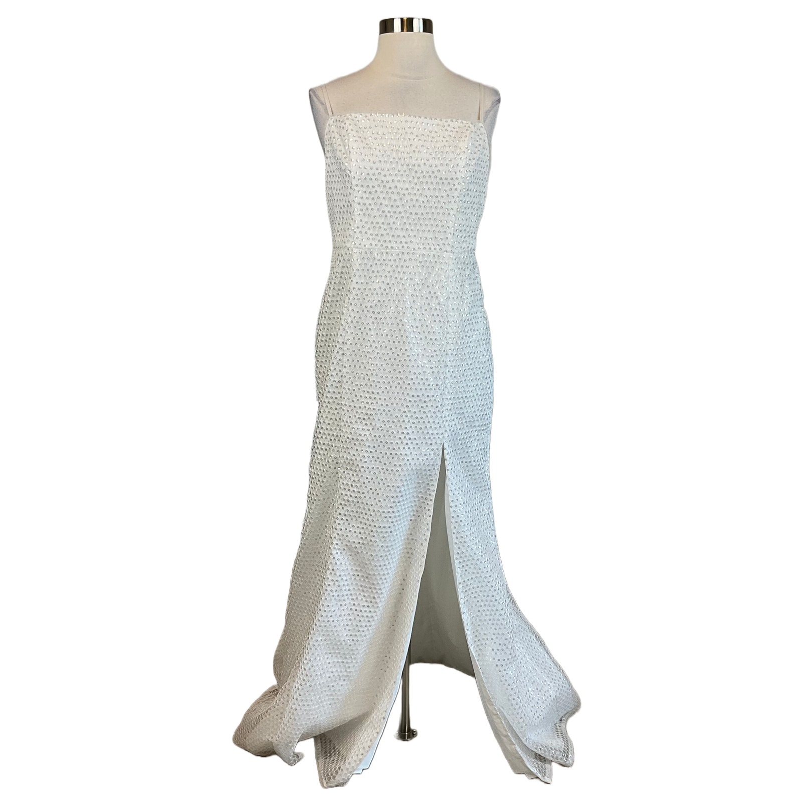 Aidan Mattox Women's Formal Dress Size 4 White Sequined Long Evening Gown