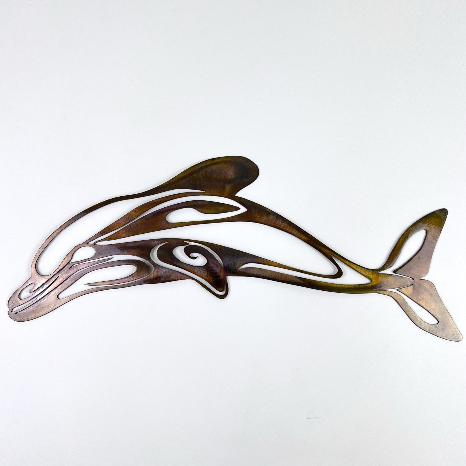 Swimming Dolphin Ornamental Metal Wall Art 27.5 x 9 1/2 Magnolia Iron Works