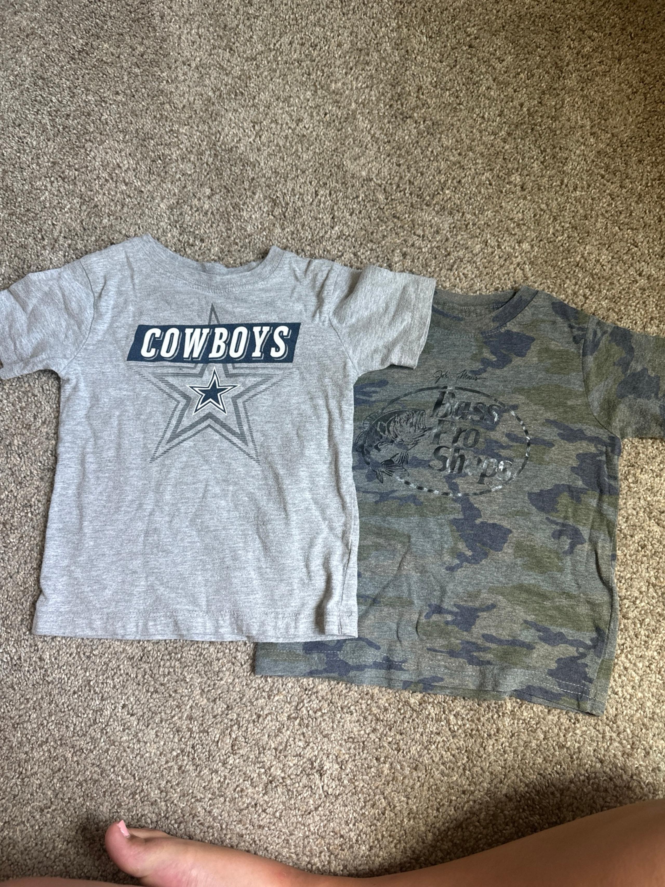Boys toddler shirts Dallas cowboys football bass pro shop camo
