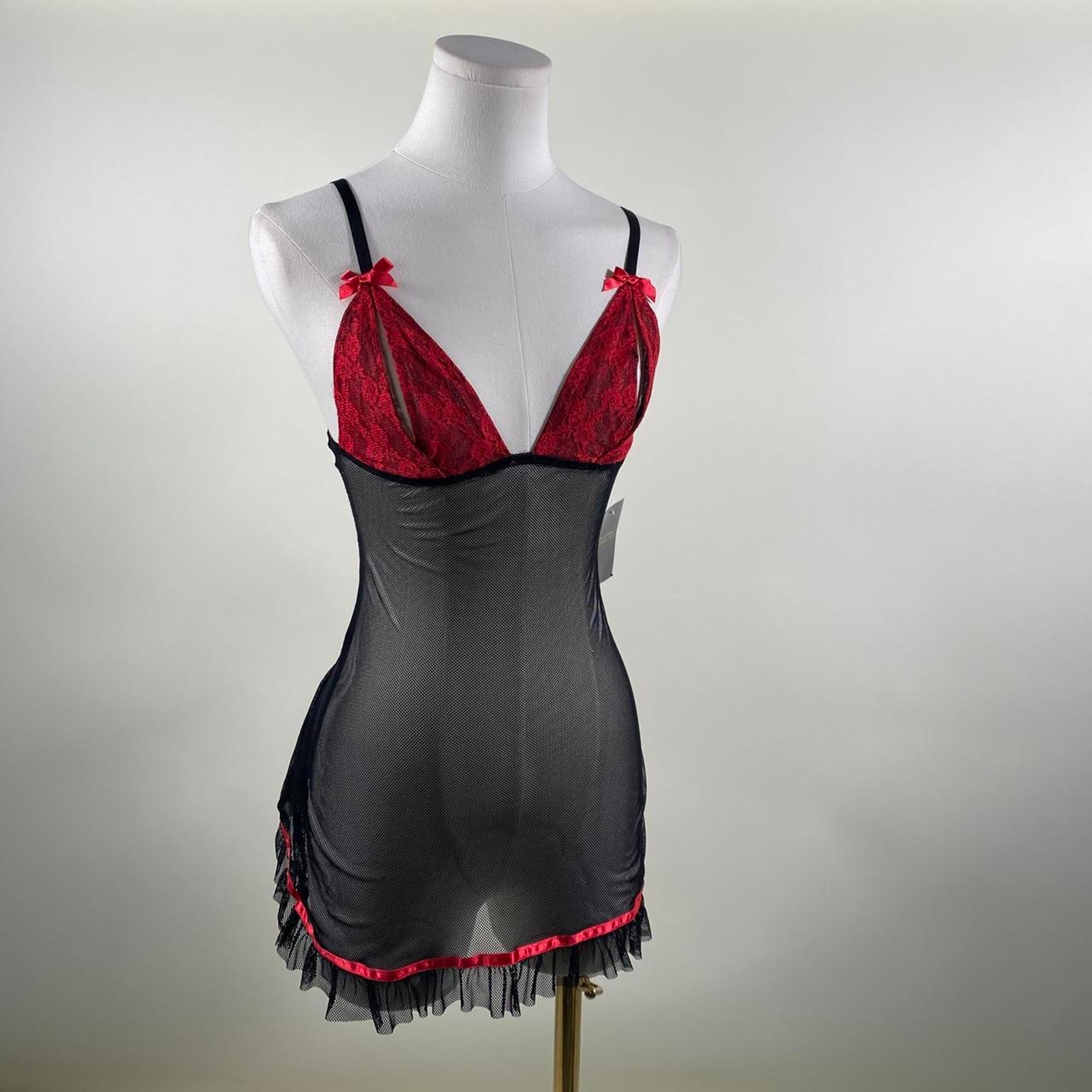 Vintage black mesh lingerie slip