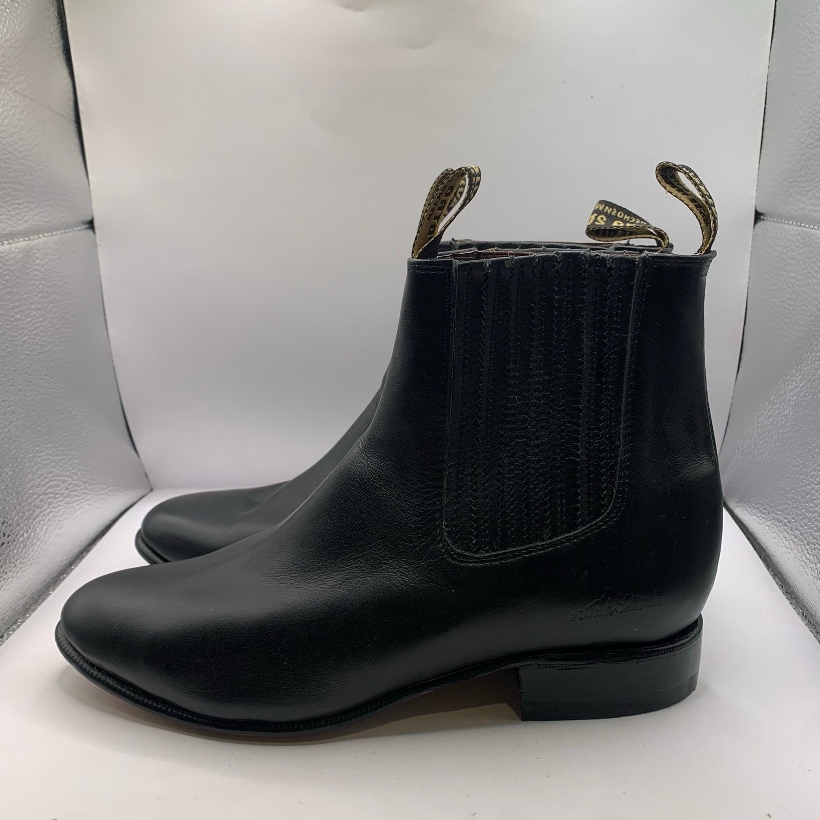 POTRO SALVAJE Mexican Charro Black Leather Boots Men's Size 8.5 USA 27 Chelsea