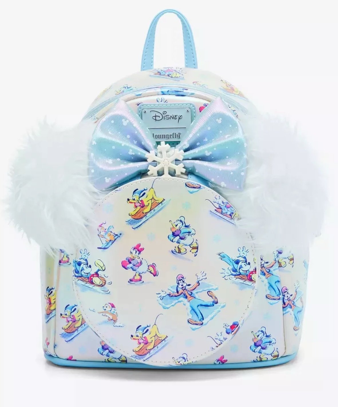 NWT Loungefly Disney Mickey Minnie Mouse & Friends Winter Mini Backpack Headband